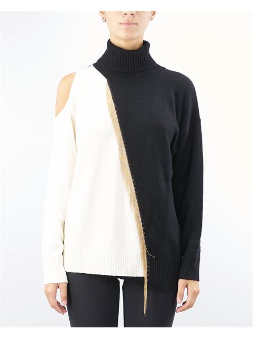 Turtleneck sweater with gold fringes and cut out Simona Corsellini SIMONA CORSELLINI | Sweater | MGO0101C0330008699